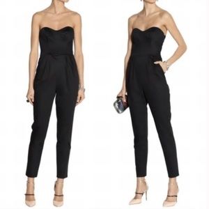 Milly of New York Silk Strapless Jumpsuit sweetheart neckline & pockets size 2